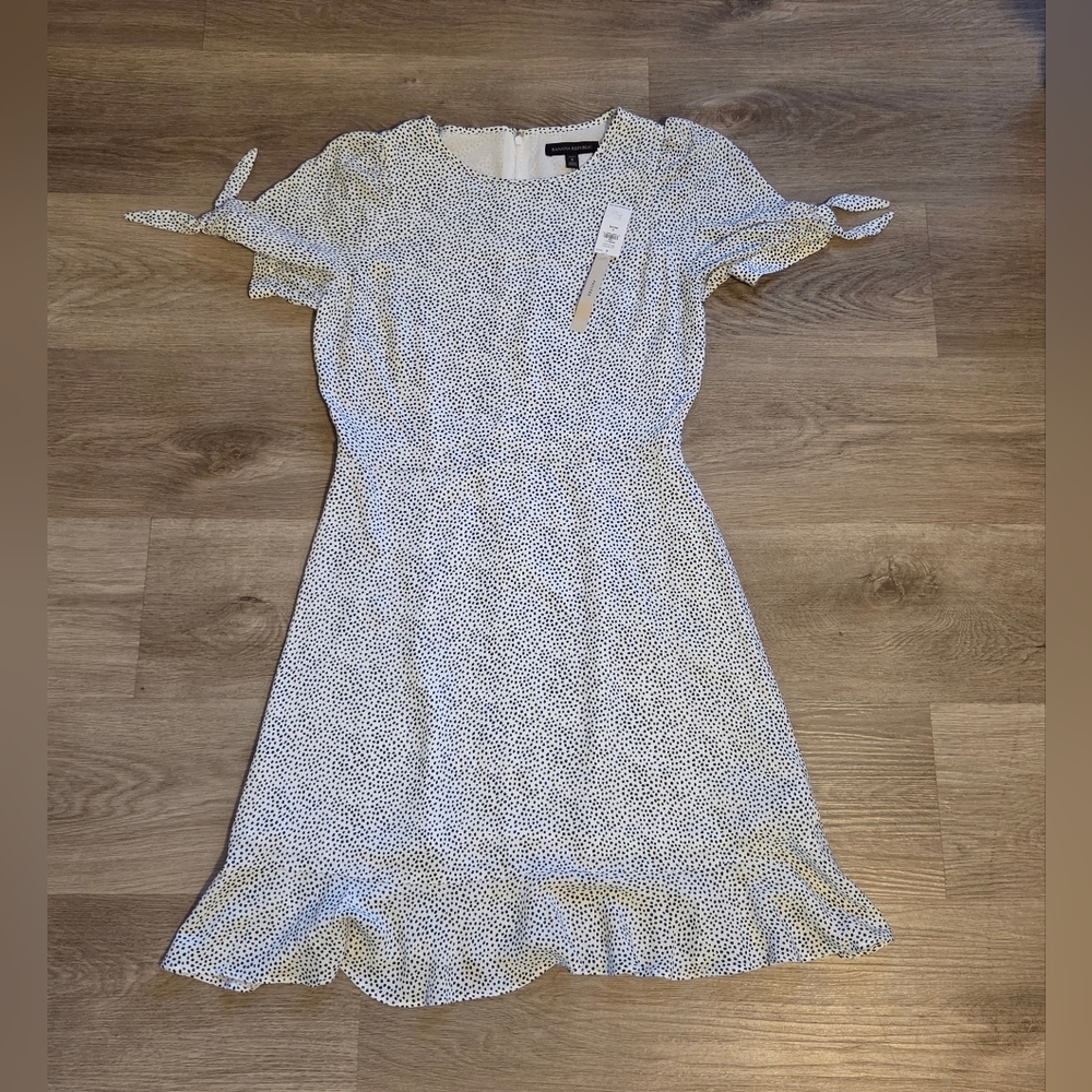 Banana Republic Black White Dot Puff Sleeve Mini Dress - Picture 2 of 8